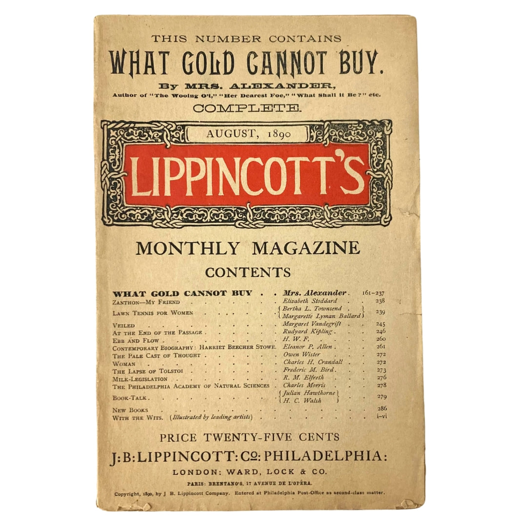 Lippincott's Magazine August 1890 What Gold Cannot Buy No Label