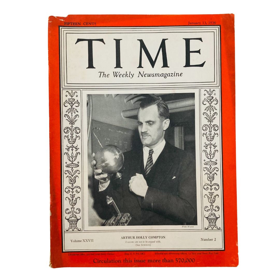 VTG Time Magazine January 13 1936 Vol 27 No. 2 Arthur Holly Compton