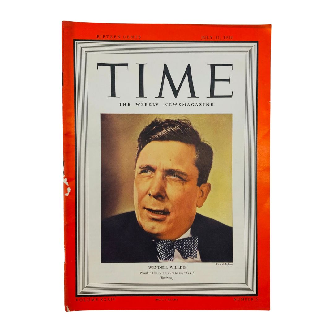 VTG Time Magazine July 31 1939 Vol 34 No. 5 Republican Lawyer Wendell Wilkie