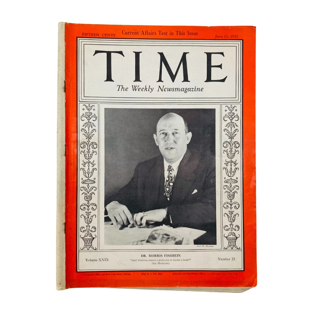 VTG Time Magazine June 21 1937 Vol 29 No. 25 Dr. Morris Fishbein GD Interior