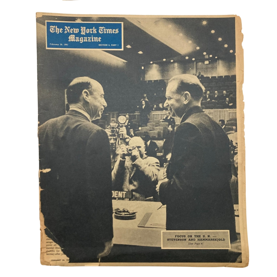 The New York Times Magazine February 26 1961 Stevenson & Hammarskjold No Label