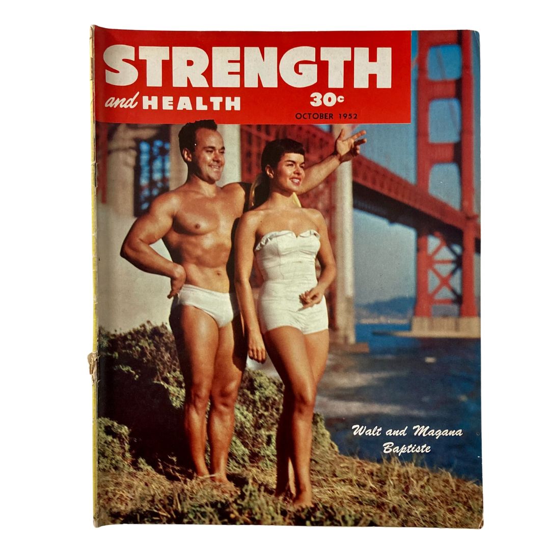 VTG Strength & Health Magazine October 1952 Walt and Magana Baptiste No Label