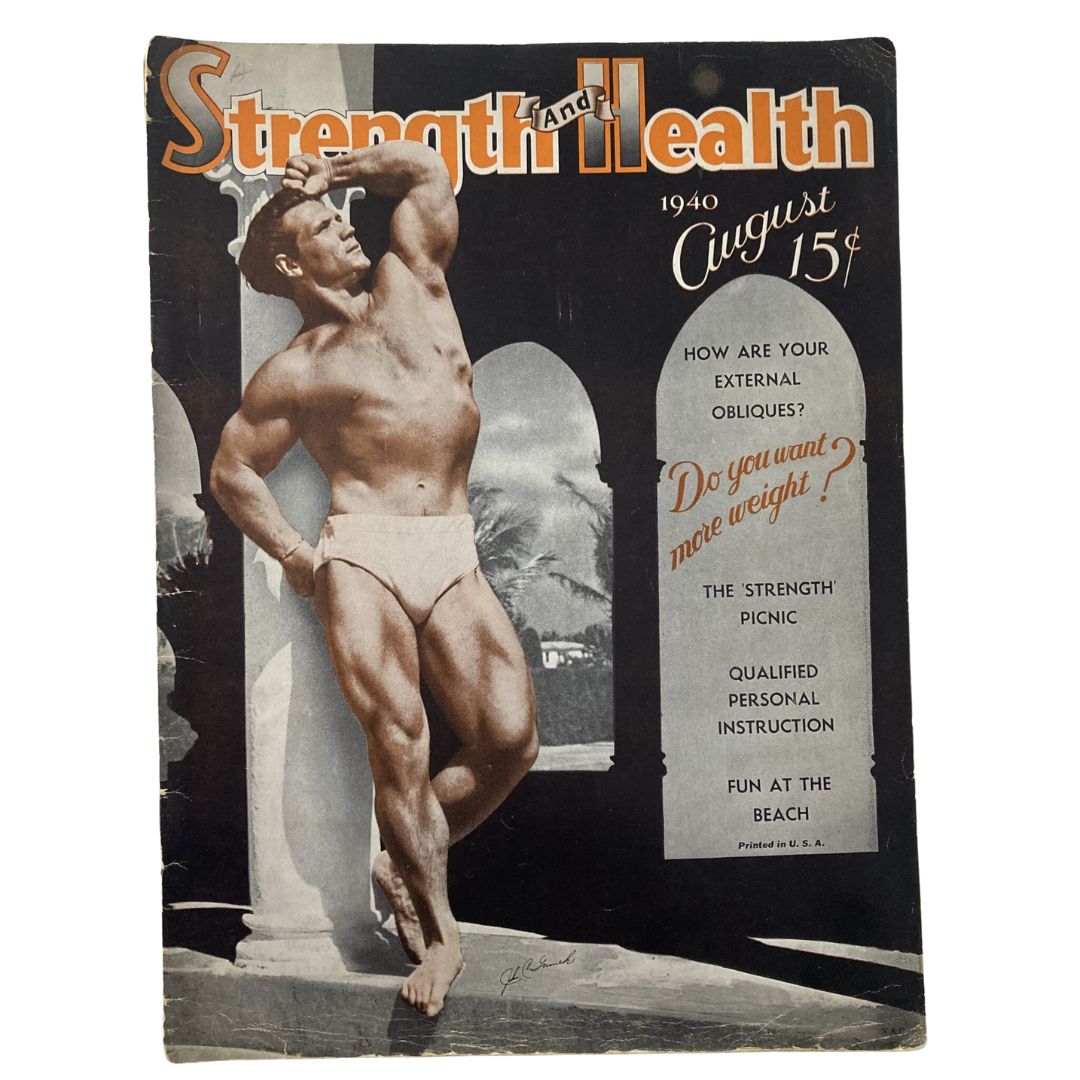 VTG Strength & Health Magazine August 1940 John Grimek, York, Penna No Label